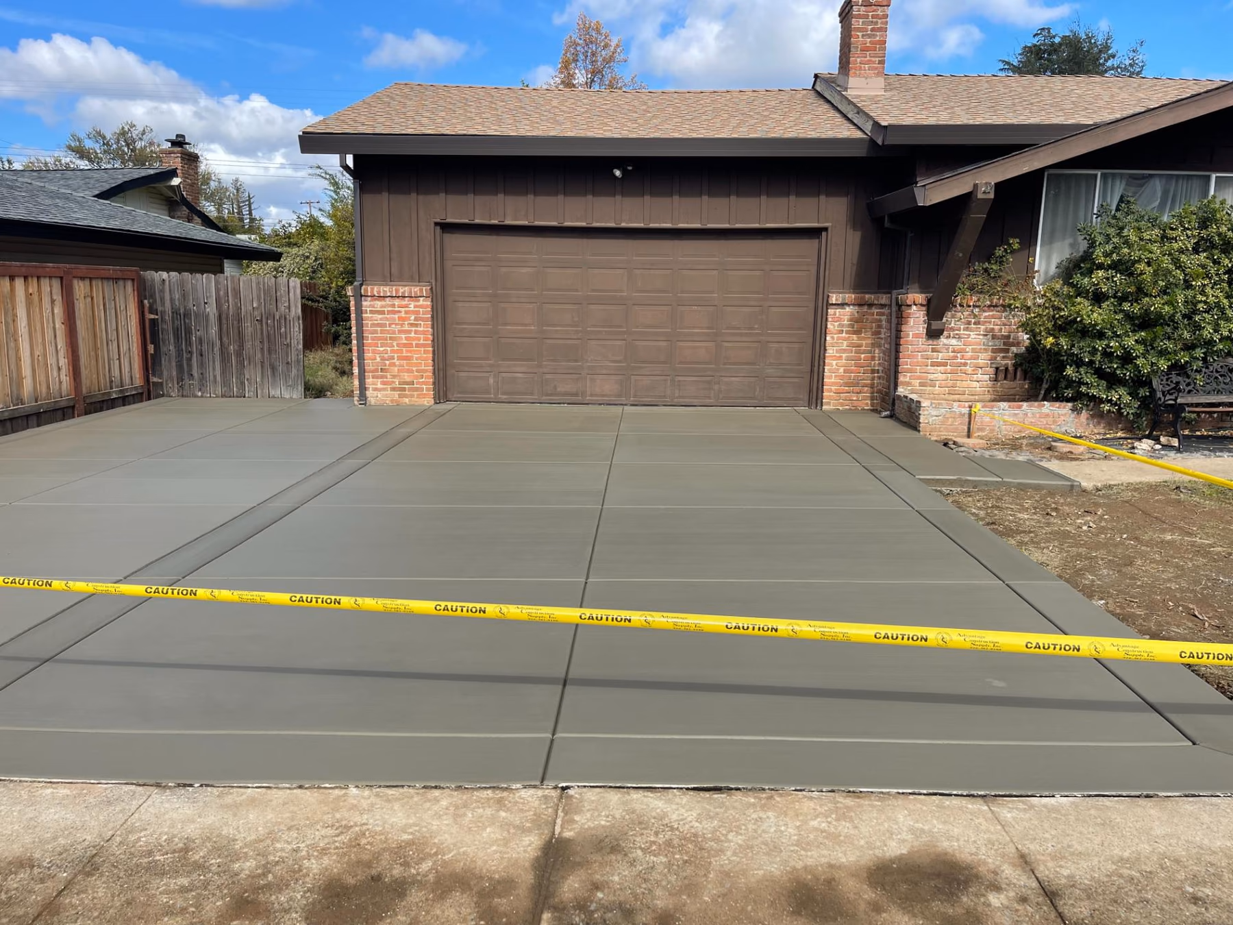 Concrete driveway poured on a prepared base, Sacramento CA
